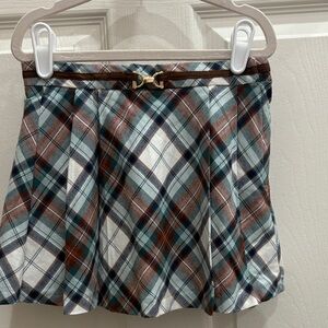 Janie and Jack 3T girls Plaid Mini Skirt with Gold Accent